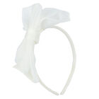 Girls White Bow Headband, 2, hi-res