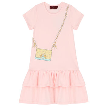 Girls Pink Logo Bag Dress