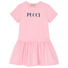 Girls Pink Logo Dress, 1, hi-res