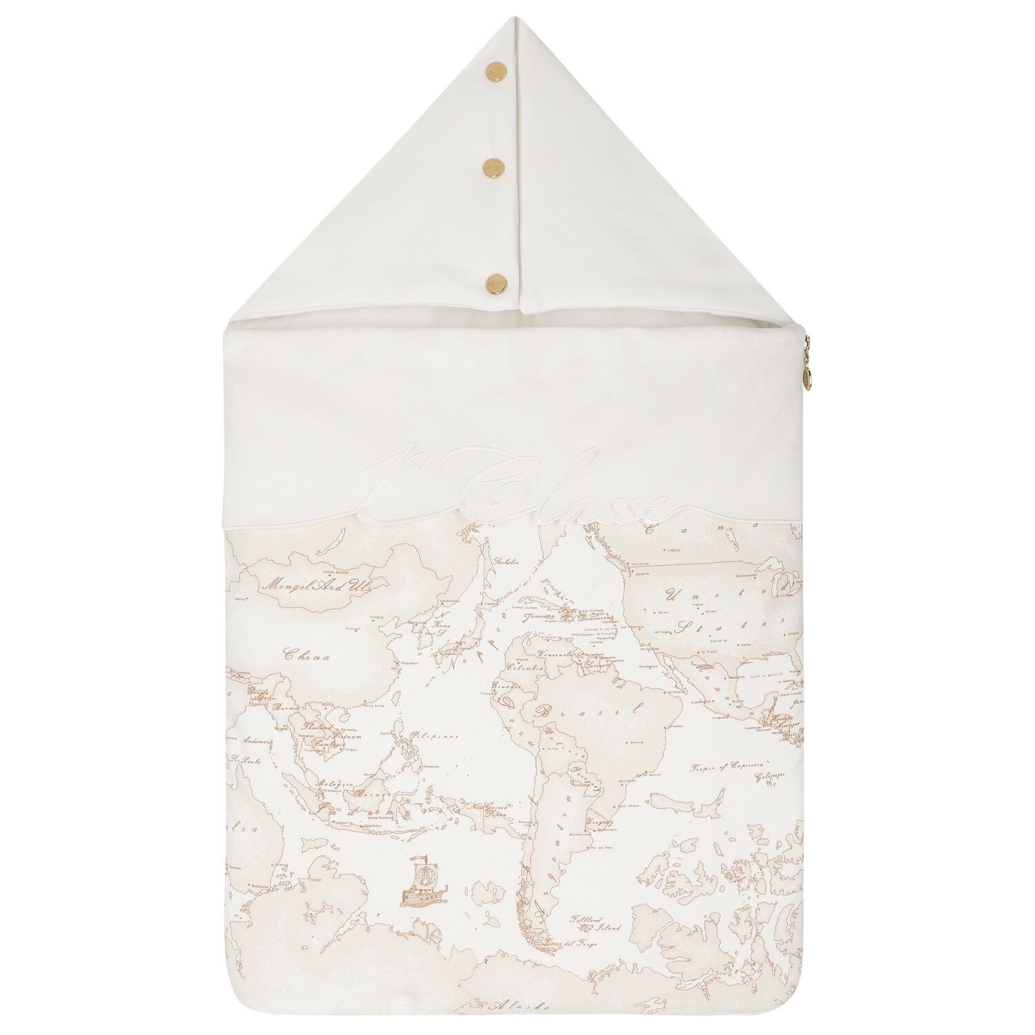Ivory & Beige Geo Map Baby Nest, 1, hi-res