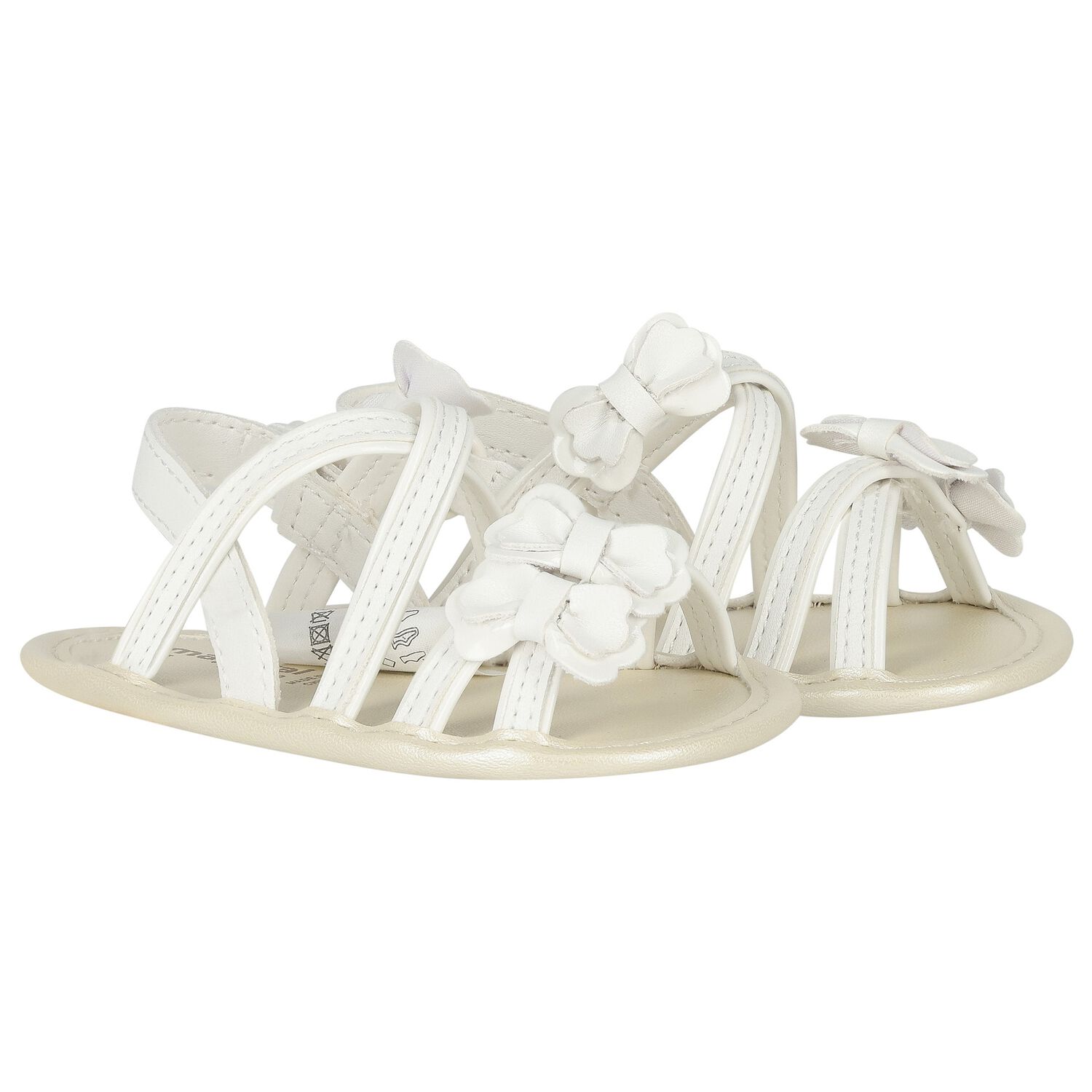 Baby Girls White Bow Sandals, 1, hi-res image number null