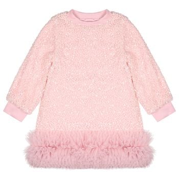 Girls Pink Sequin Embellished Jeanette Dress