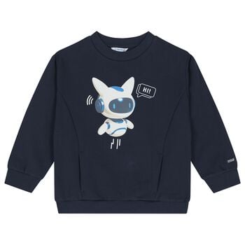 Boys Navy Blue Robot Sweatshirt