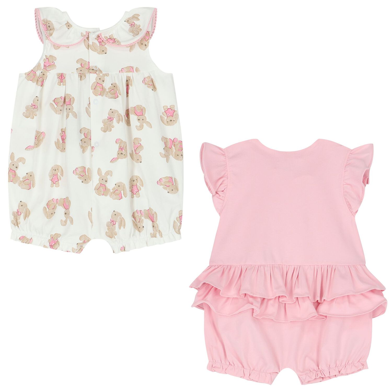 Baby Girls White & Pink Rompers ( 2-Pack ), 1, hi-res