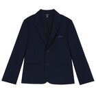 Boys Navy Blue Blazer, 1, hi-res