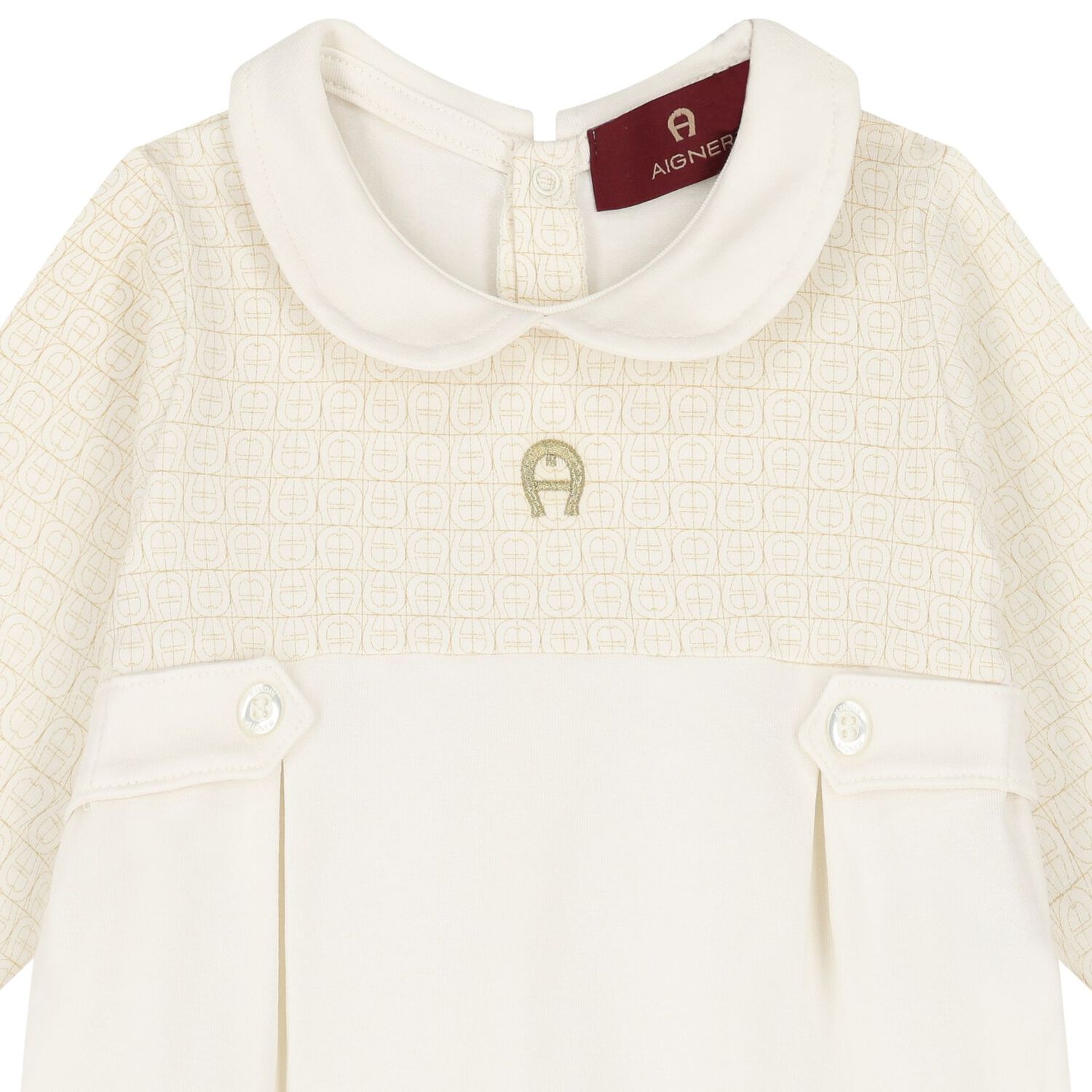 Ivory & Gold Logo Babygrow, 1, hi-res