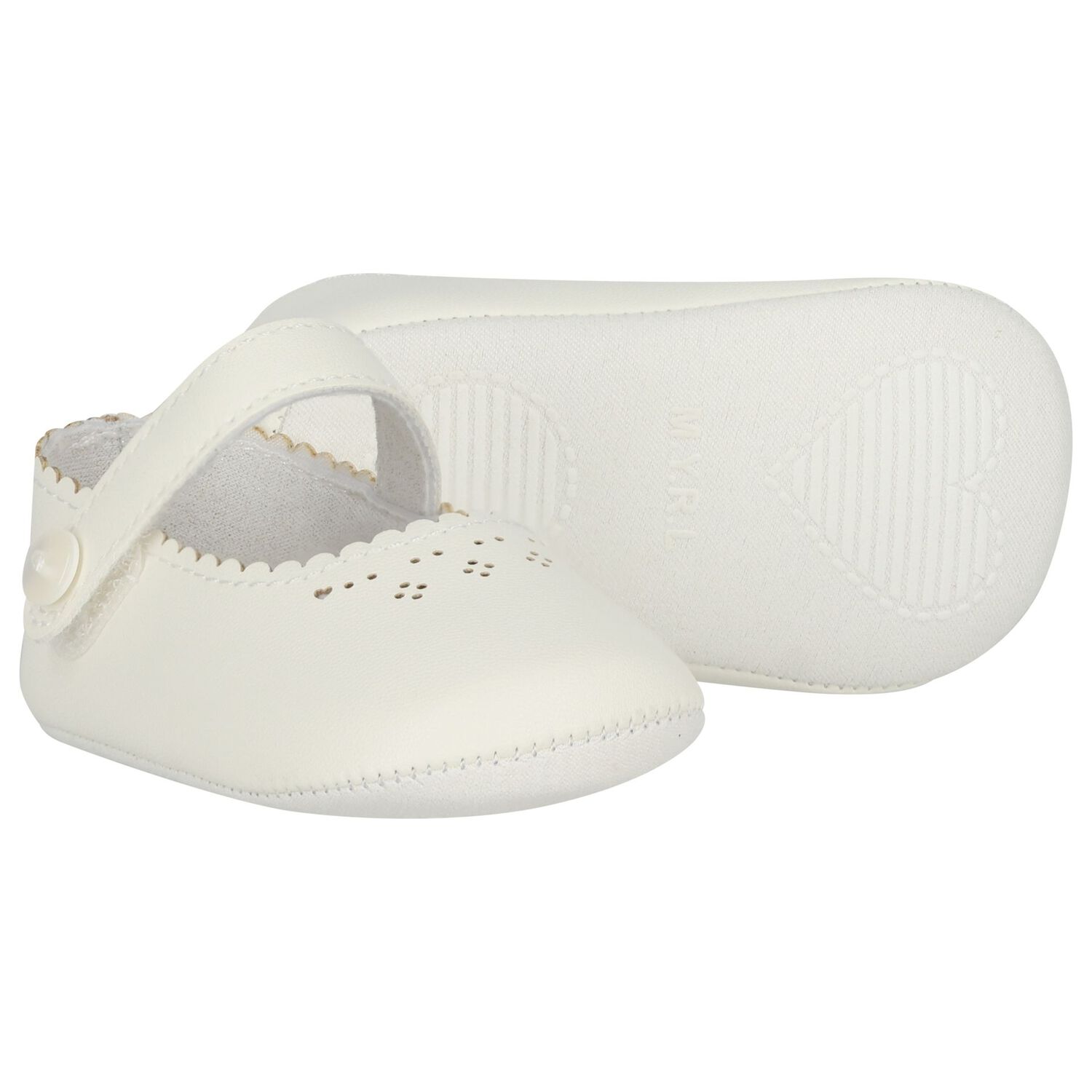 Baby Girls Ivory Leather Pre Walker Shoes, 1, hi-res