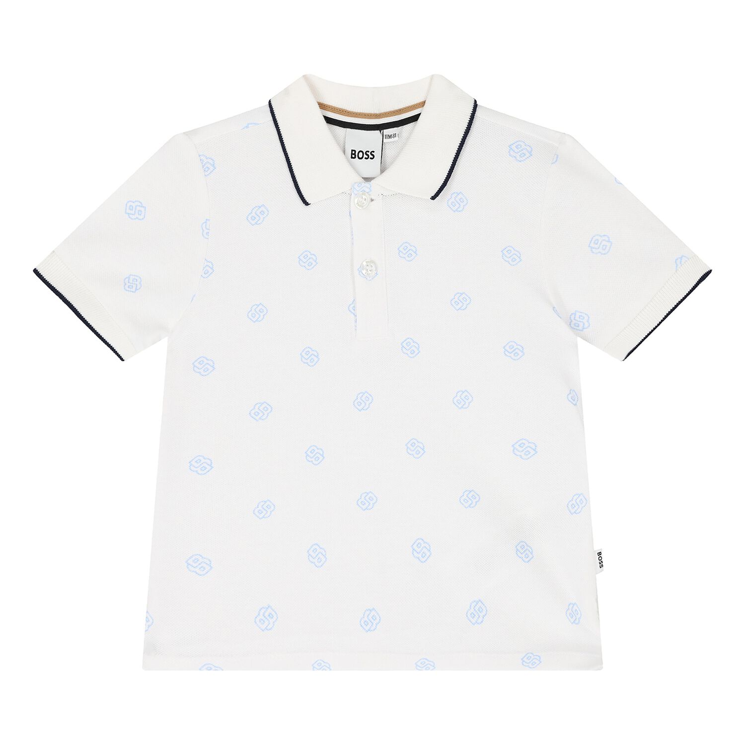 Younger Boys White Logo Polo Shirt, 1, hi-res