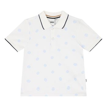 Younger Boys White Logo Polo Shirt