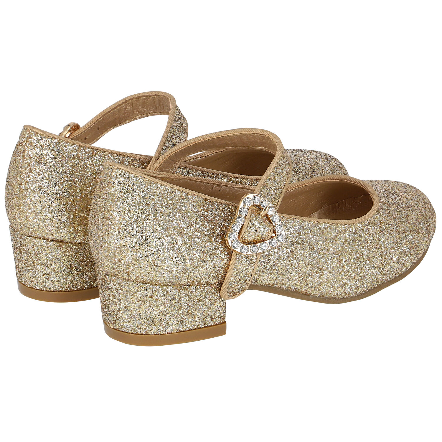 Girls Gold Glitter Shoes, 1, hi-res image number null