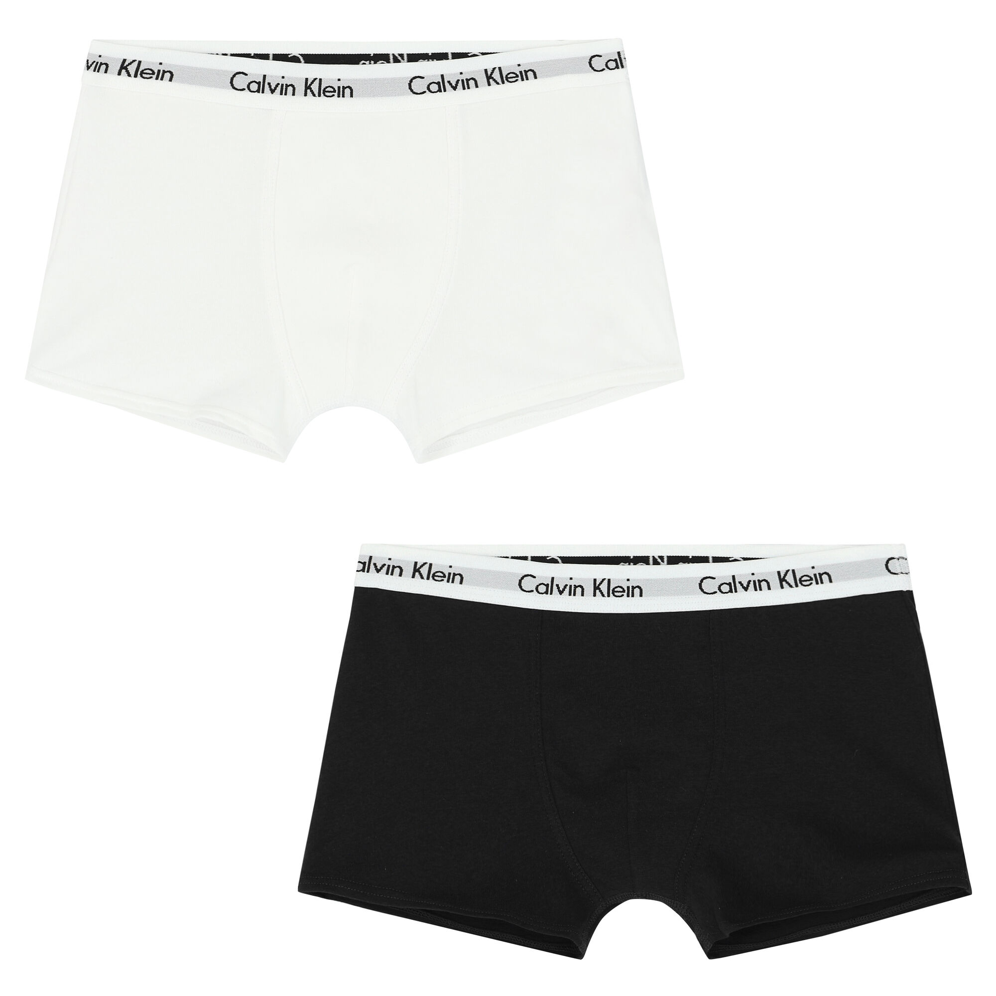 Calvin Klein Boys White Black Logo Boxer Shorts 2 Pack Junior Couture UK