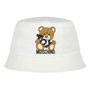 White Teddy Bear Logo Baby Hat