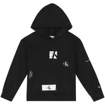 Boys Black Logo Hooded Top