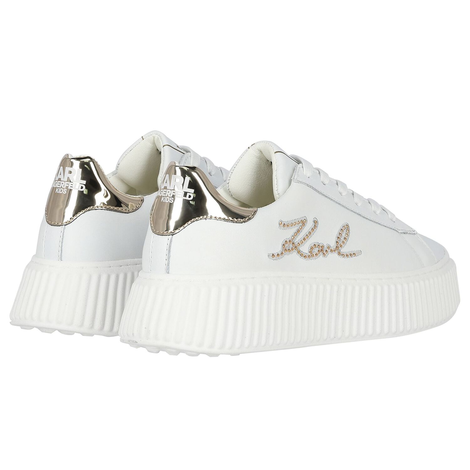 Girls White Logo Trainers, 1, hi-res image number null
