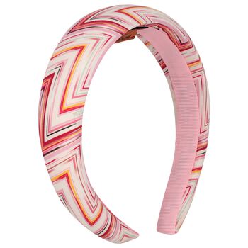 Girls White & Pink Zigzag Headband