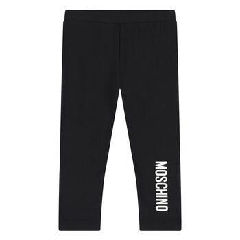 Younger Girls Black Logo Leggings