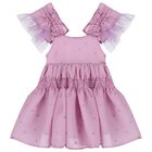 Girls Lilac Ruffled Dress, 1, hi-res
