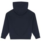 Girls Navy Blue Logo Hooded Top, 1, hi-res