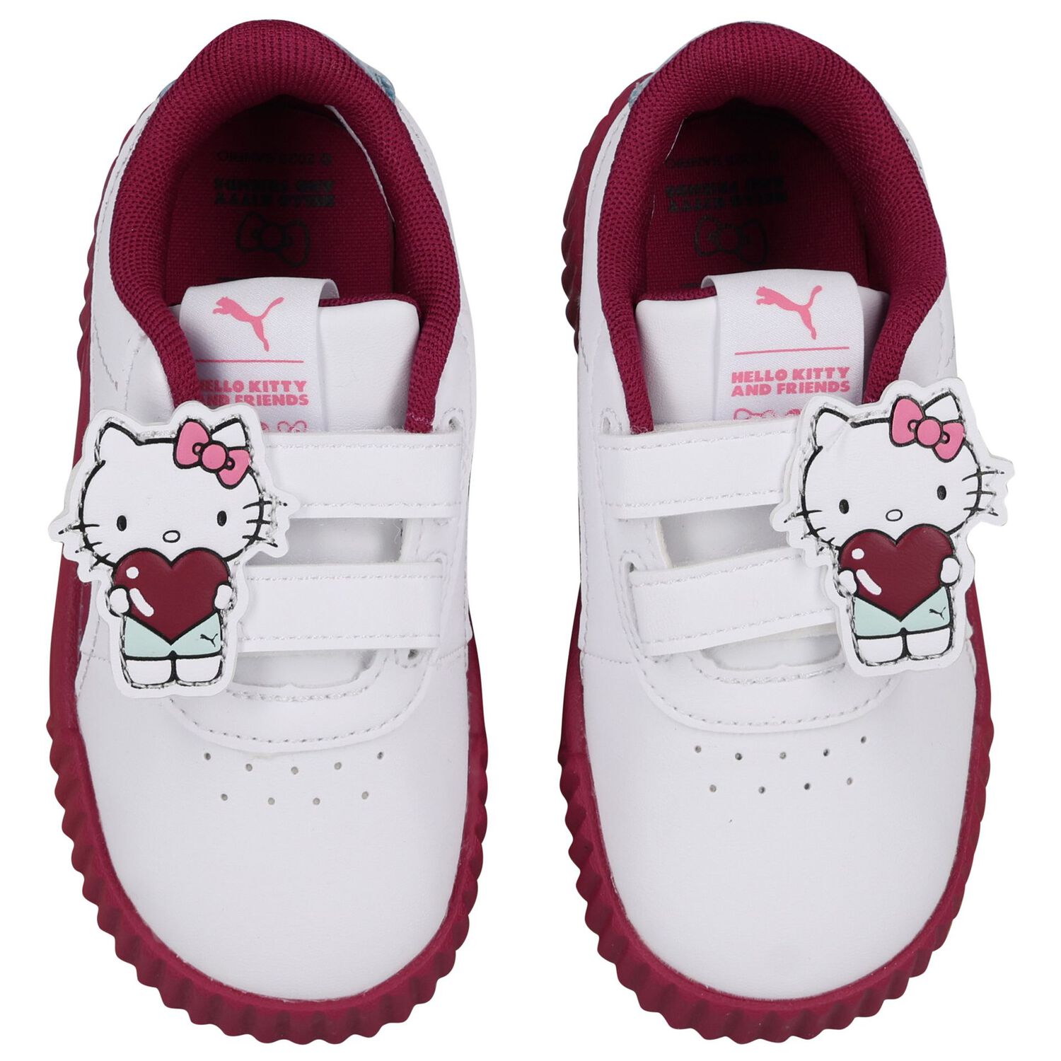 Younger Girls White & Burgundy Hello Kitty Trainers, 1, hi-res