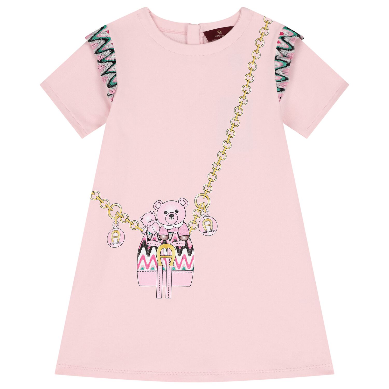Girls Pink Bag Logo Dress, 1, hi-res