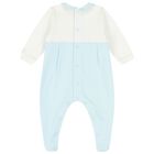 Baby Boys Blue & White Teddy Bear Babygrow, 1, hi-res