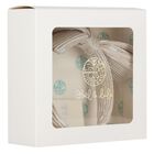 Girls Beige & Silver Bow Striped Headband, 1, hi-res