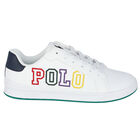 Boys White Logo Trainers, 1, hi-res