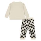 Younger Boys Beige & Black Logo Tracksuit, 1, hi-res