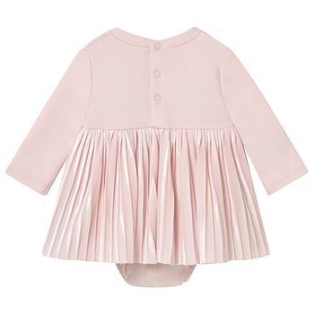 Baby Girls Pink Bow Bodysuit Dress