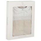 Baby Boys White & Beige Dot Babygrow, 1, hi-res