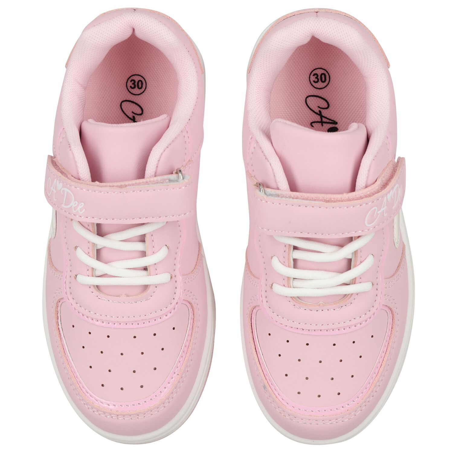 Girls Pink Heart Trainers, 1, hi-res