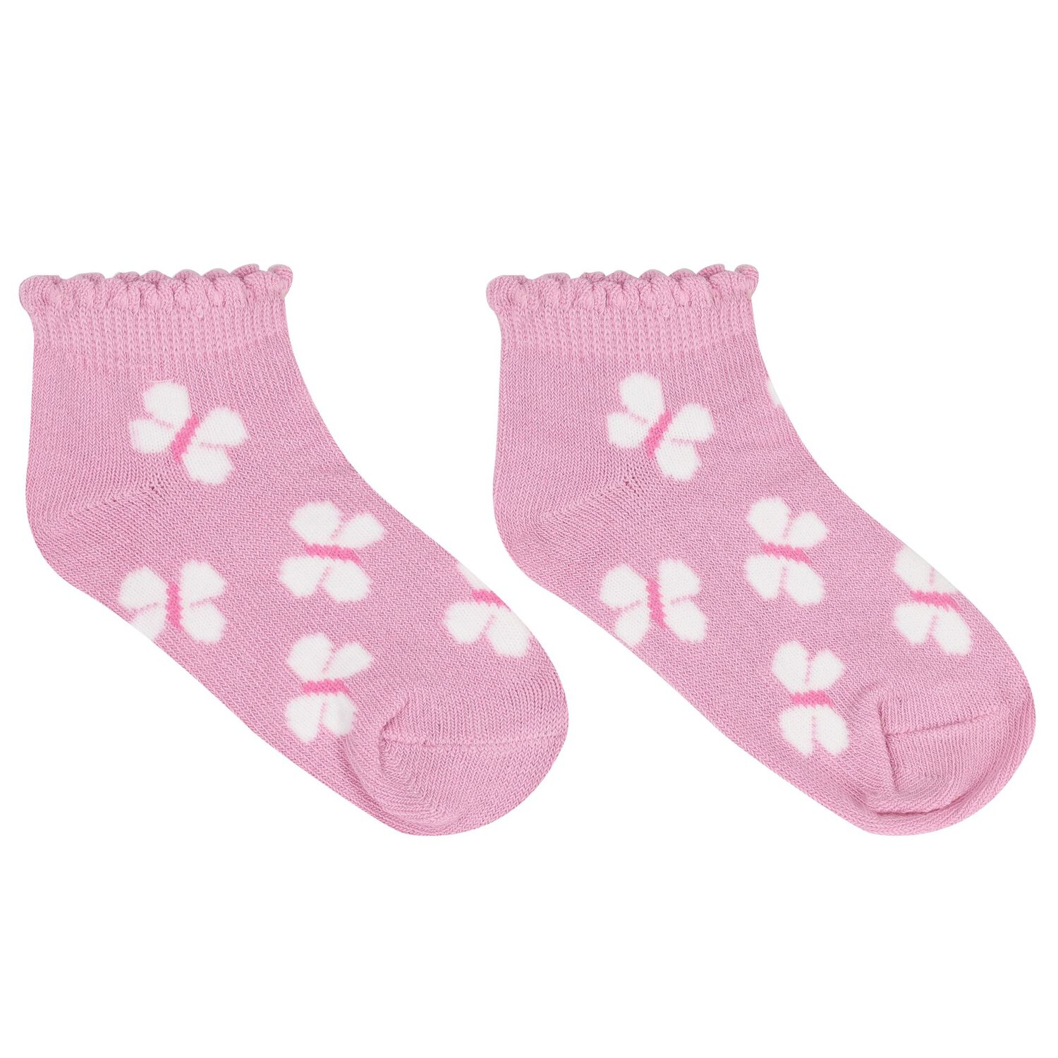 Baby Girls Pink Butterfly Socks ( 3-Pack ), 1, hi-res