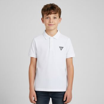 Boys White Logo Polo Shirt