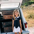 Girls Navy Blue & White Dress, 1, hi-res