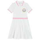 Girls White Logo Polo Dress, 1, hi-res