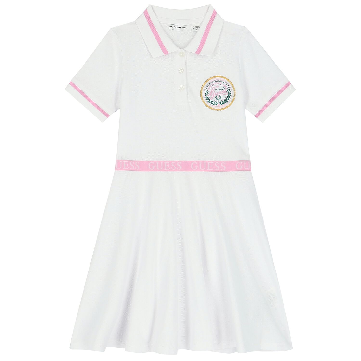 Girls White Logo Polo Dress, 1, hi-res image number null