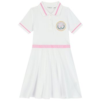 Girls White Logo Polo Dress