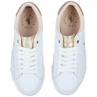 Girls White & Gold Logo Trainers, 1, hi-res