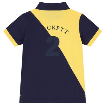 Boys Yellow & Navy Blue Logo Polo Shirt