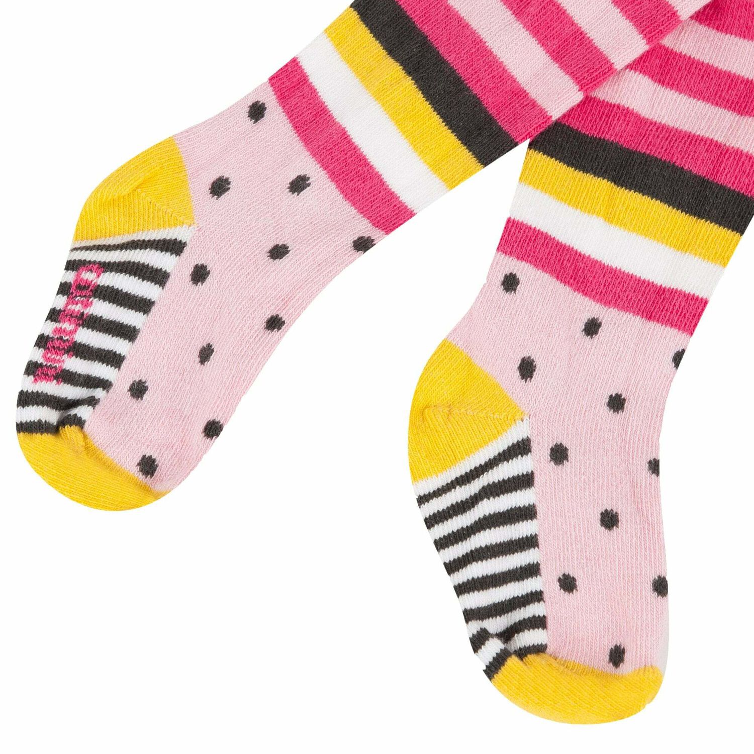 Girls Pink Cotton Tights, 1, hi-res
