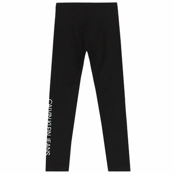 Girls Black Logo Leggings