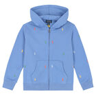 Boys Blue Logo Zip-Up Top, 1, hi-res