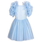 Girls Blue Tulle Dress, 1, hi-res