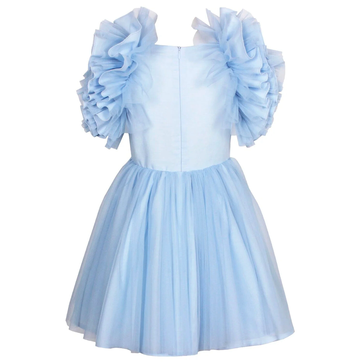Girls Blue Tulle Dress, 1, hi-res