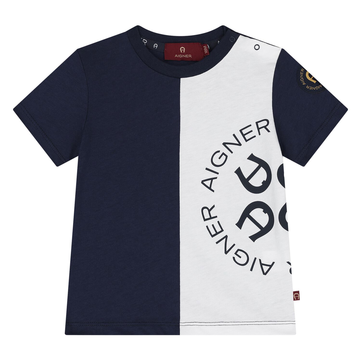 Younger Boys Navy Blue & White Logo T-Shirt, 2, hi-res image number null