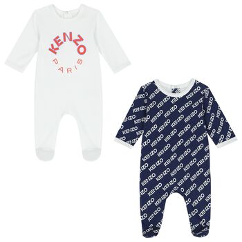 Navy Blue & White Logo Babygrows ( 2-Pack )