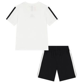 White & Black Logo Shorts Set