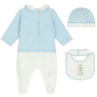 Ivory & Blue Logo Babygrow Set, 2, hi-res