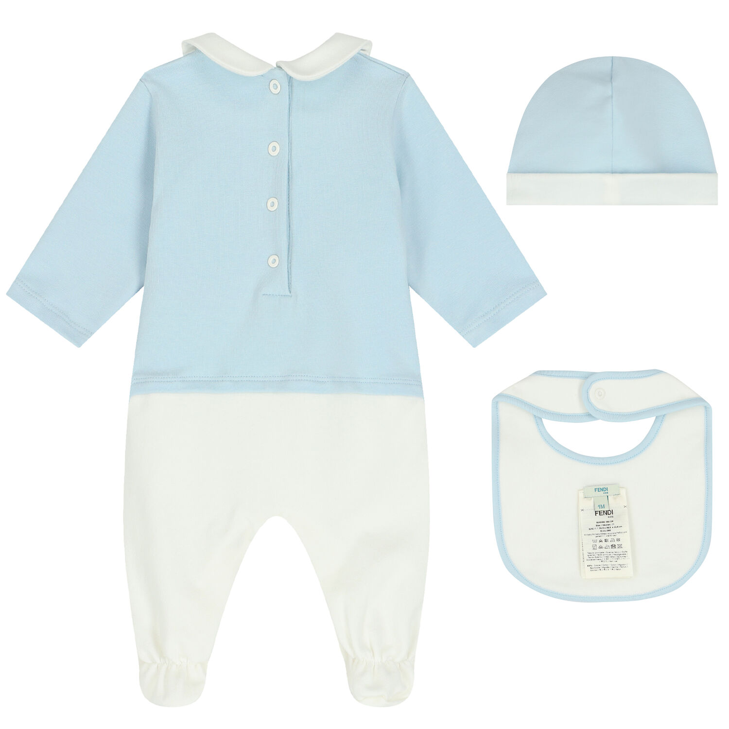 Ivory & Blue Logo Babygrow Set, 2, hi-res