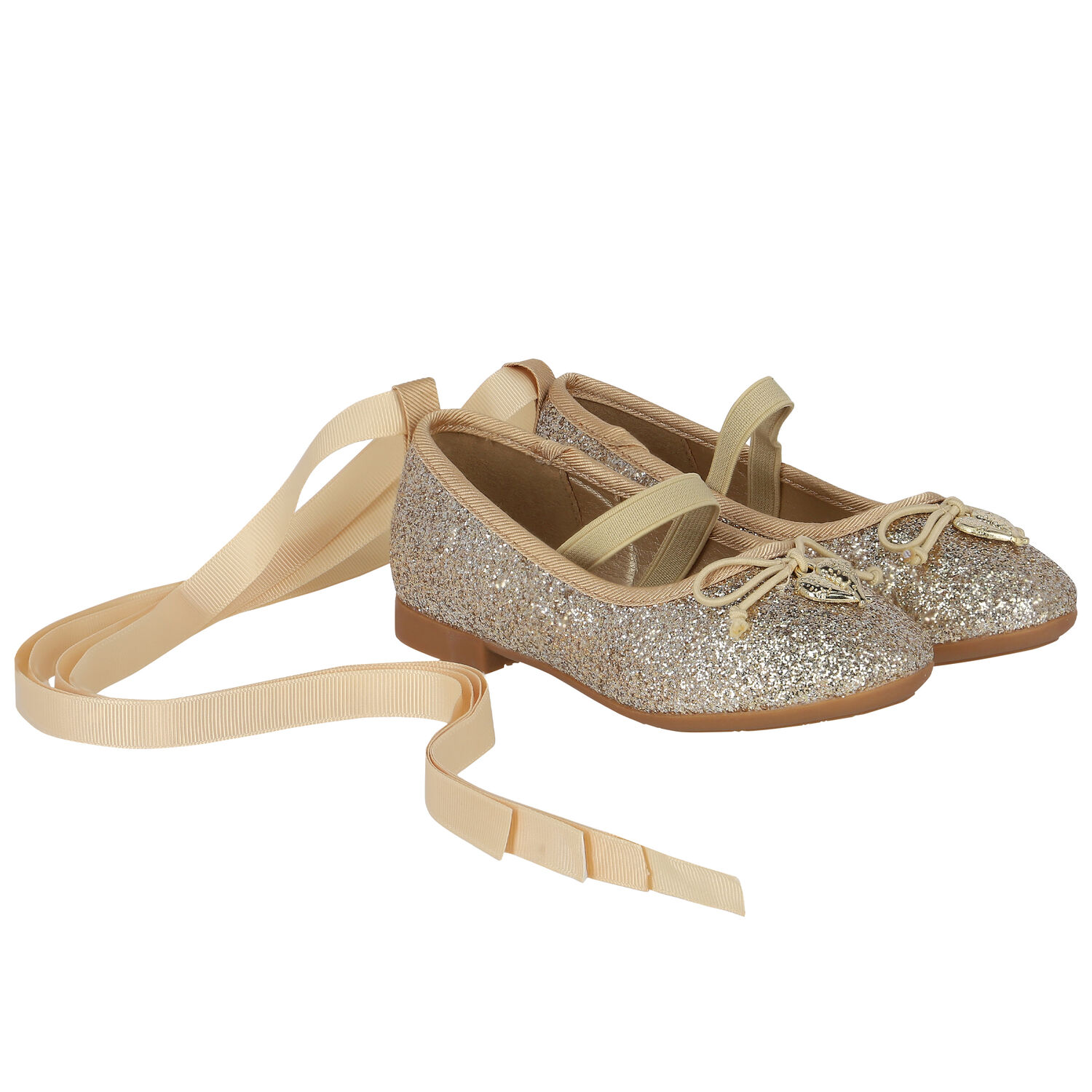 Girls Gold Glitter Shoes, 1, hi-res